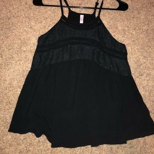 Xhilaration Black Halter Top With Crotchet Details